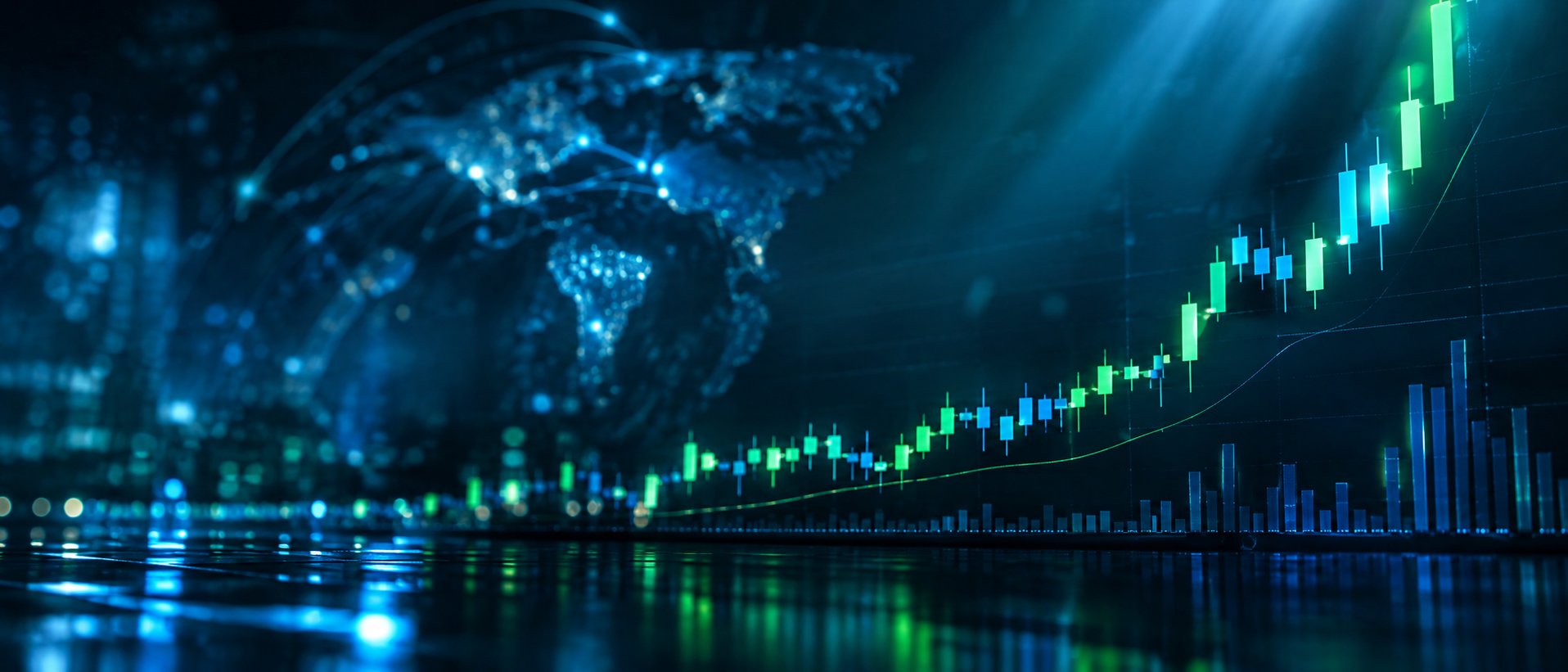 Dramatic crypto price chart with sharp green candles breaking upward
